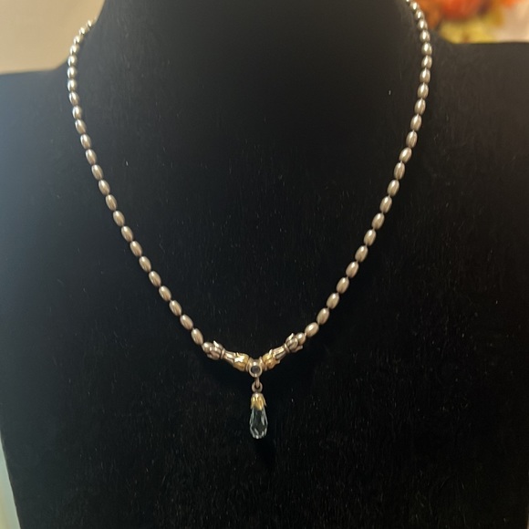 Sold!!too late!LAGOS ARCADIAN NECKLACE SILVER AND 18kGOLD SAPPHIRE/TOPAZ PENDANT - Picture 3 of 6
